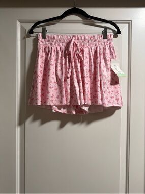 Altar'd State Pink Floral Drawstring Skort Shorts